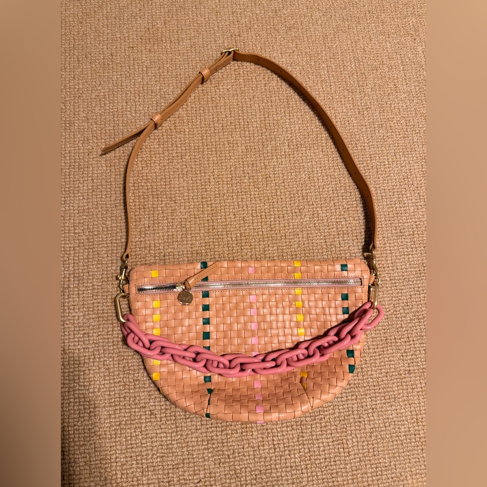 Clare V Grande Fanny in Bisque Check sold with detachable pink chain strap - Picture 6 of 16